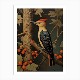 Dark And Moody Botanical Woodpecker 4 Art Print