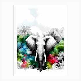 Elefant In The Forest V Art Print