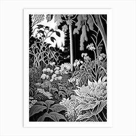 University Of British Columbia Botanical Garden, 1, Canada Linocut Black And White Vintage Art Print