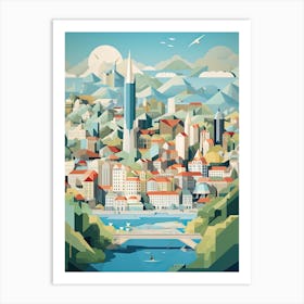 Zurich, Switzerland, Geometric Illustration 2 Art Print