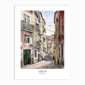 Lisbon Portugal Watercolour Travel Poster 2 Art Print