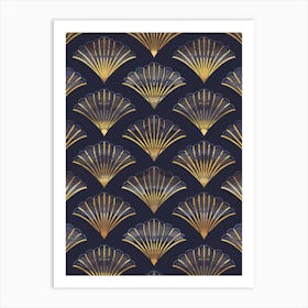 Gold Deco Fan Pattern Art Print