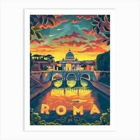 Rome At Sunset Canvas Print Poster