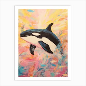 Pastel Crayon Underwater Orca Whale Drawing 2 Art Print