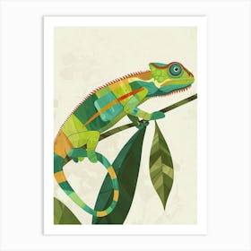 Green Jackson S Chameleon Abstract Modern Illustration 3 Art Print