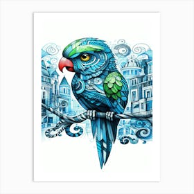 Chai Parrot On A Branch Art Print