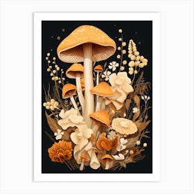 Fall Mushroom Illustration 5 Art Print