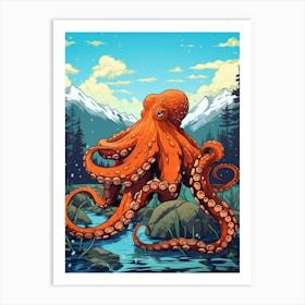 Giant Pacific Octopus Illustration 17 Art Print