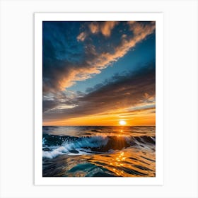 Sunset Over The Ocean-Reimagined Art Print