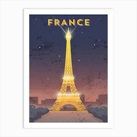 France, Paris — Retro travel minimalist poster Art Print