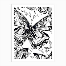 Black Swallowtail Butterfly William Morris Inspired 2 Art Print