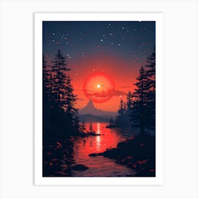 Sunset In The Forest 7 Art Print