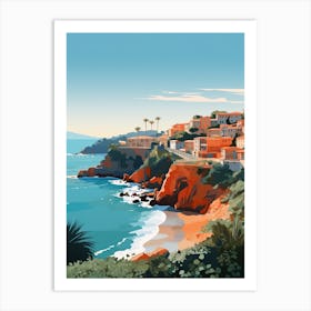 Abstract Illustration Of Sorrento Back Beach Australia Orange Hues 1 Art Print
