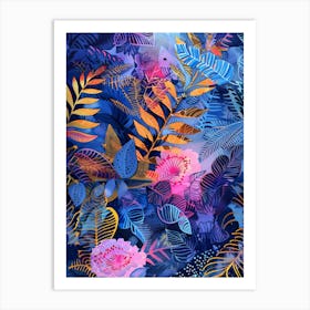 Tropical Leaves And Flowers 5 Art Print