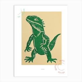 Green Iguana Bold Block 2 Poster Art Print