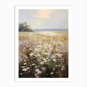 Daisy Field Landscape Oil Painting Art Print