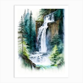 Silver Falls State Park Waterfall, United States Water Colour  (1) Art Print