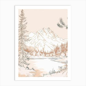 Zugspitze Germany Color Line Drawing Drawing (8) Art Print