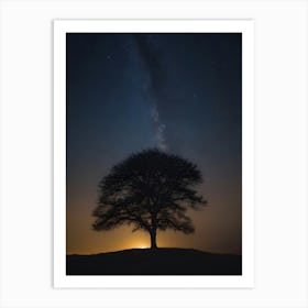 Lone Tree At Night 1 Art Print