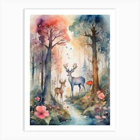 Deer In The Forest Art Print