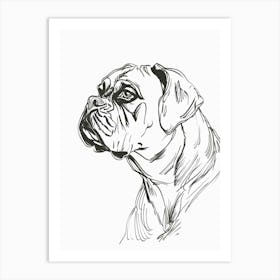 Bullmastiff Dog Line Sketch 1 Art Print