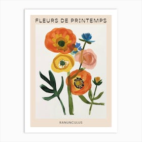 Spring Floral French Poster  Ranunculus 1 Art Print