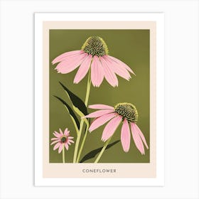 Pink & Green Coneflower 2 Flower Poster Art Print
