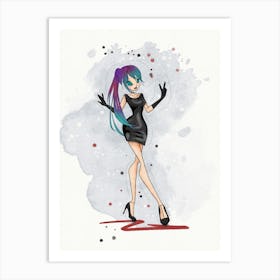 Anime Girl In Black Dress Art Print