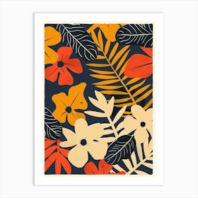 Botanical Tropical Leaves Groovy 16 Art Print