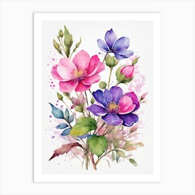 Ai Generated Watercolor Flowers Art Print