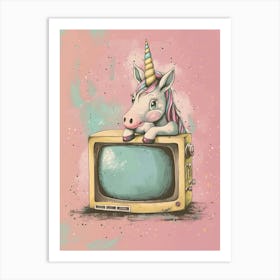 Pastel Unicorn & A Tv 2 Art Print