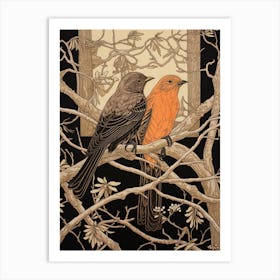 Art Nouveau Birds Poster Mockingbird Art Print