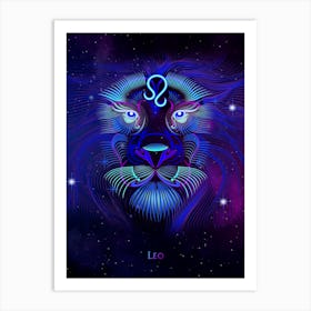 Leo Zodiac Sign — Zodiac neon signs Art Print