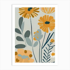 Marigold Wildflower Modern Muted Colours 1 Art Print