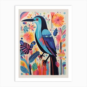 Colourful Scandi Bird Cormorant 1 Art Print
