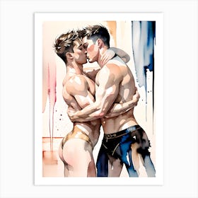 Kissing Gay Male Couple Art Print