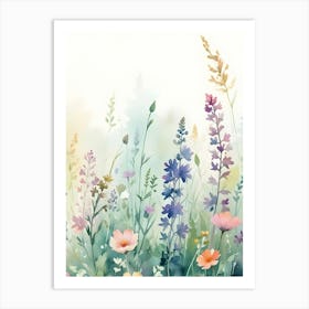 Watercolor Wildflower Field Painting 2 Art Print