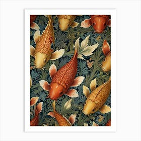 William Morris Koi Fish Wallpaper Art Print