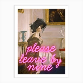 Please leave by nine - Vintage altered art - Trendy wall art decor Art Print