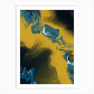Fluid Abstract Oil Yellow 1 Art Print
