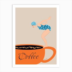 Diving Into A Cup Of Coffee 1 Art Print