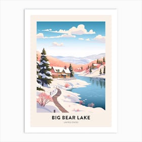 Vintage Winter Travel Poster Big Bear Lake California 3 Art Print