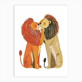 African Lion Mating Rituals Clipart 2 Art Print