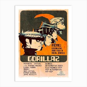 Gorillaz Music Gig Concert Poster Classic Retro Rock Vintage Art Print Decor Canvas Poster Art Print