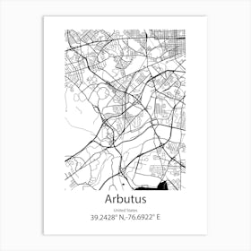 Arbutus,United States Minimalist Map Art Print