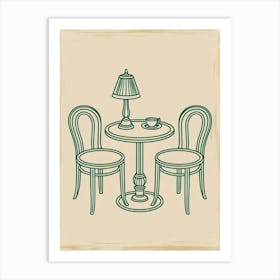 Table And Chairs Vector Illustration Art Print