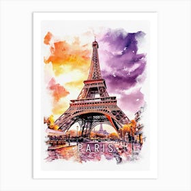 Paris Eiffel Tower Watercolor Painting Art Print