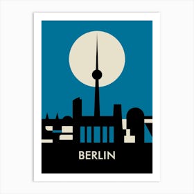 Berlin Skyline Blue Art Print