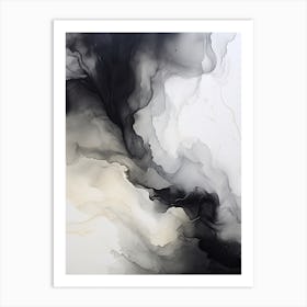 White And Black Flow Asbtract Painting 3 Art Print