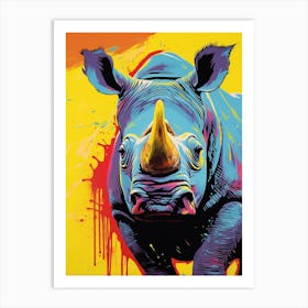 Rhino Pop Art Yellow Blue Pink 7 Art Print